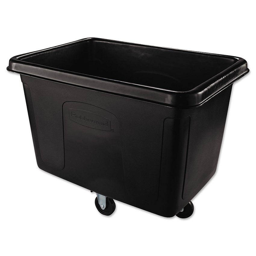 Rubbermaid Commercial Cube Truck, 105 gal, 500 lb Capacity, Plastic, Black (4614BLA)