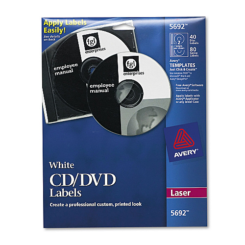 Avery Laser CD Labels, Matte White, 40/Pack (5692)