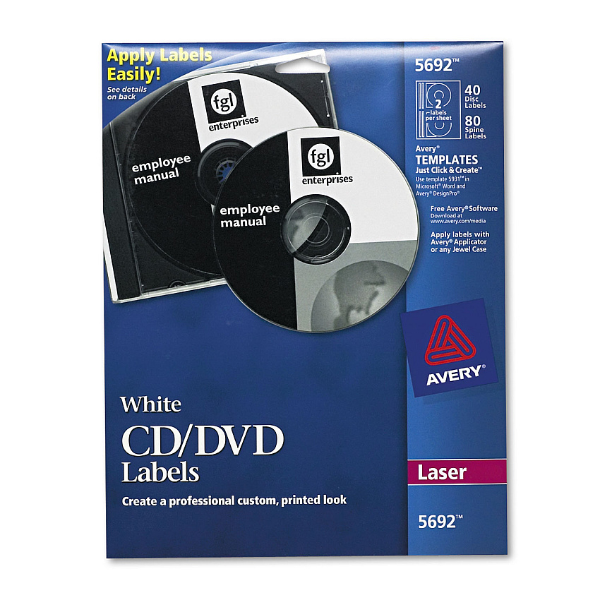 Avery Laser CD Labels, Matte White, 40/Pack (5692)