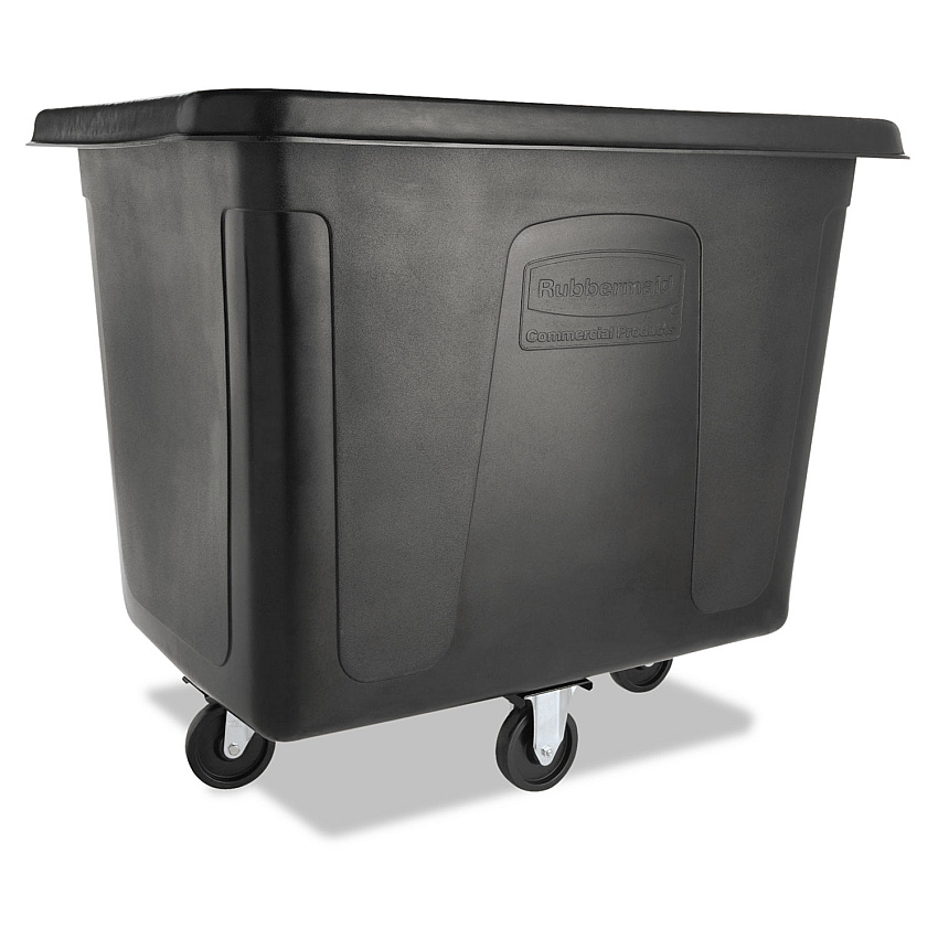 Rubbermaid Commercial Cube Truck, 119.7 gal, 500 lb Capacity, Plastic/Metal, Black (FG461600BLA)