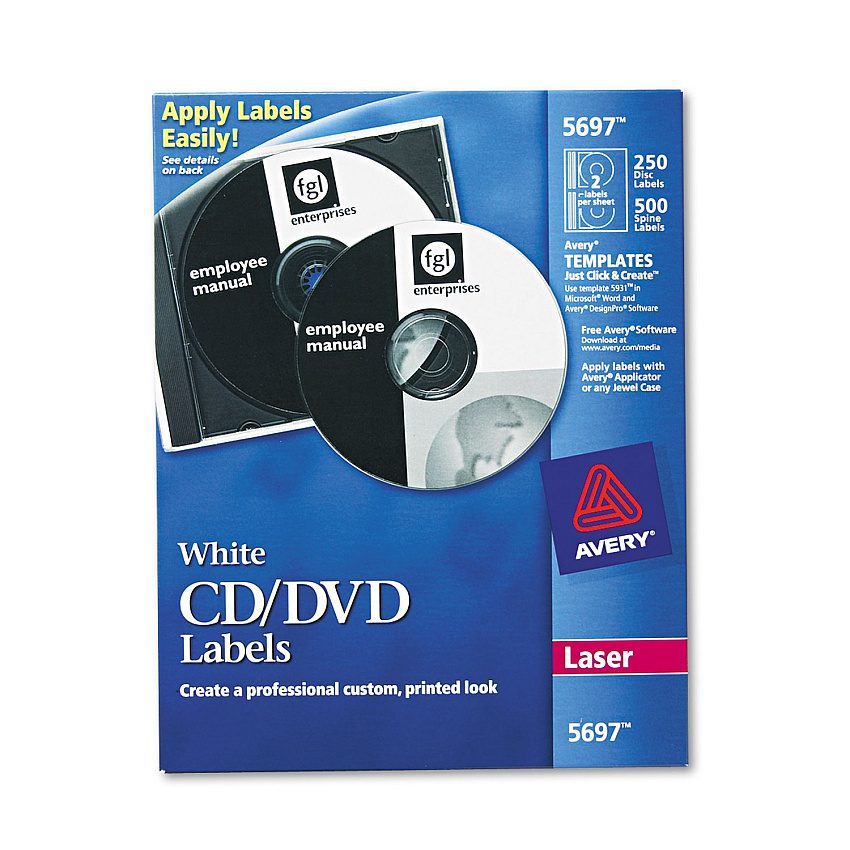Avery Laser CD Labels, Matte White, 250/Pack (5697)