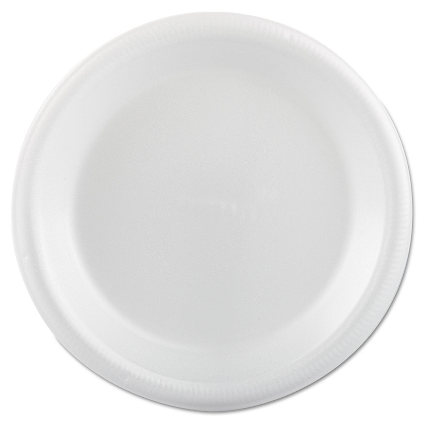 Plastifar Foam Dinnerware, Plate, 9", White, 25/Pack, 20 Packs/Carton (12003)