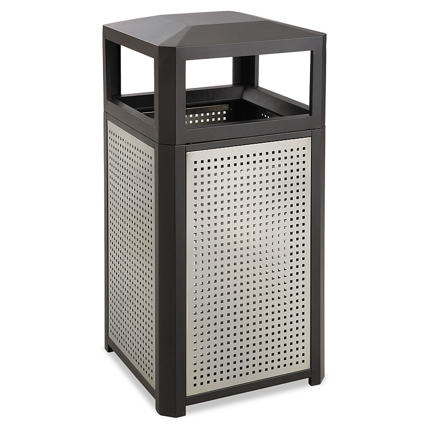 Safco Evos Series Steel Waste Container, 38 gal, Steel, Black (9934BL)