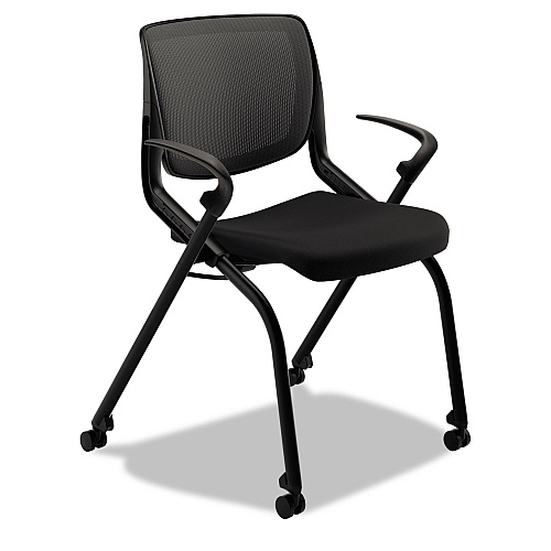 HON Motivate Nesting/Stacking Flex-Back Chair, Supports Up to 300 lb, Onyx Seat, Black Back/Base (MN2FAMONC10C)