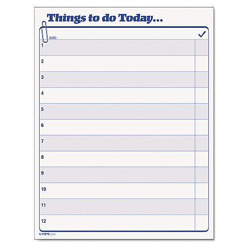 TOPS "Things To Do Today" Daily Agenda Pad, One-Part (No Copies), 8.5 x 11, 100 Forms Total (2170)