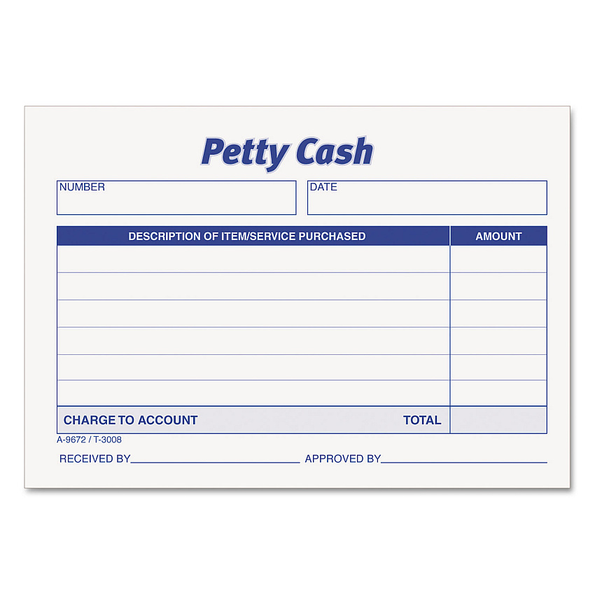 TOPS Petty Cash Slips, One-Part (No Copies), 5 x 3.5, 50 Forms/Pad, 12 Pads/Pack (3008)