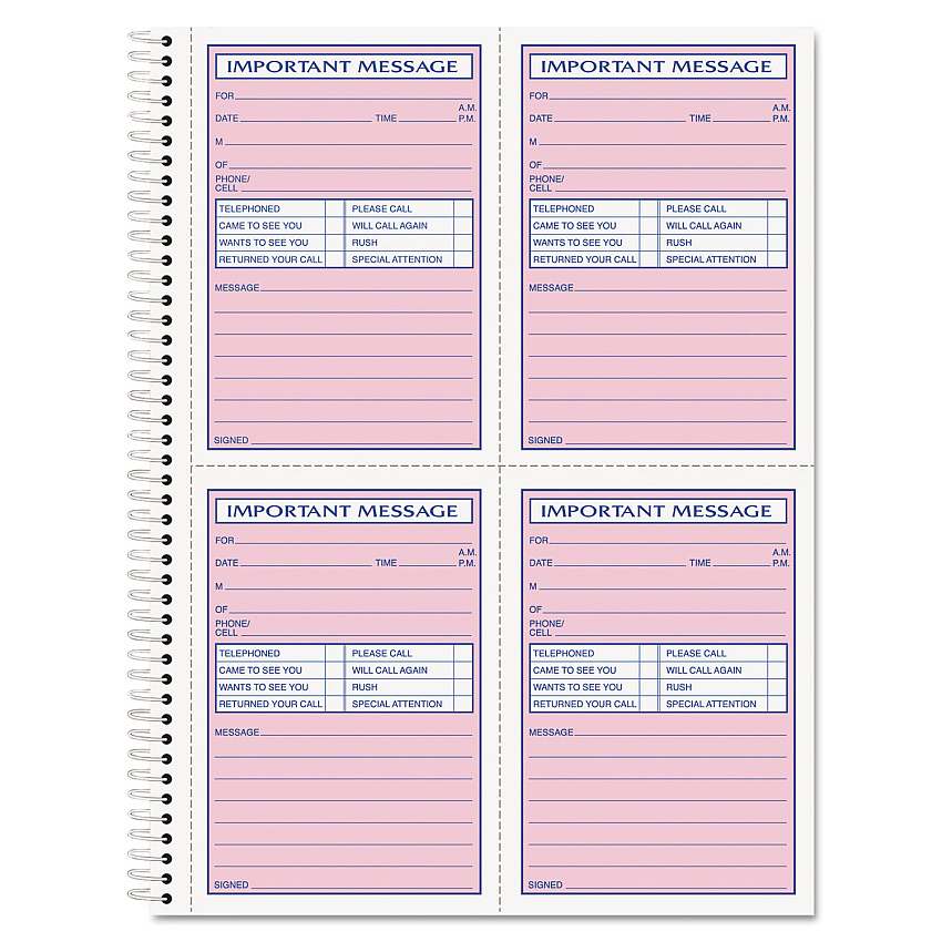 TOPS Telephone Message Book with Fax/Mobile Section, Two-Part Carbonless, 3.88 x 5.5, 4 Forms/Sheet, 200 Forms Total (4005)