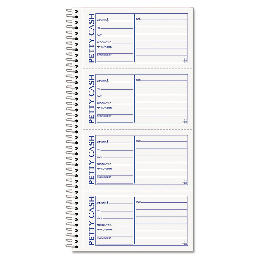 TOPS Petty Cash Receipt Book, Two-Part Carbonless, 5 x 2.75, 4 Forms/Sheet, 200 Forms Total (4109)