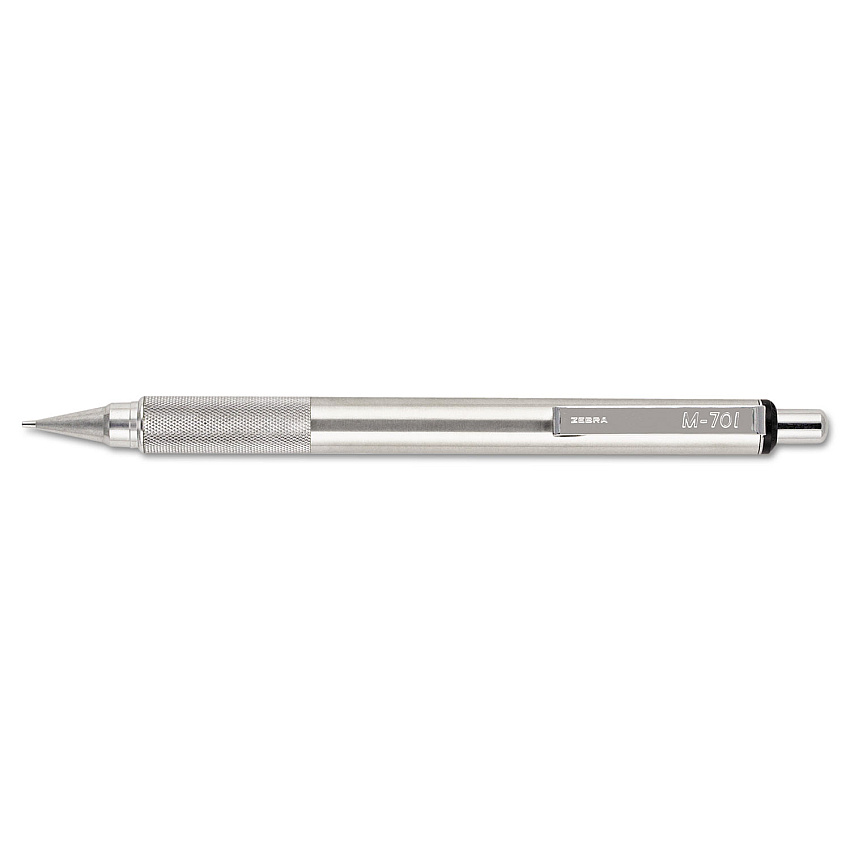 Zebra M-701 Mechanical Pencil, 0.7 mm, F (#2.5), Black Lead, Silver Barrel (59411)