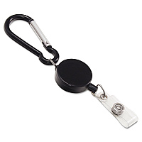 Advantus Metal Badge Reel/Carabiner Set, 24" Extension, Black, 5/Pack (76349)