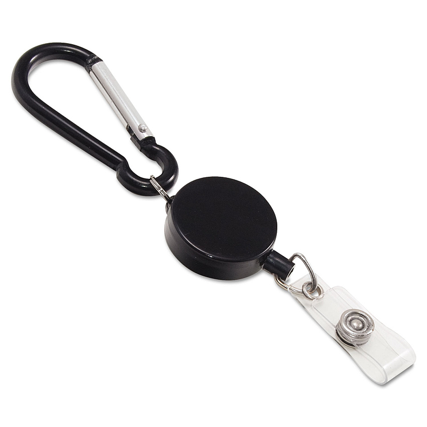 Advantus Metal Badge Reel/Carabiner Set, 24" Extension, Black, 5/Pack (76349)