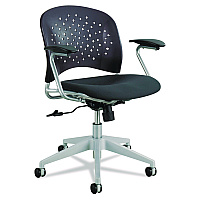 Safco Reve Round Back Task Chair, Supports Up to 250 lb, 18" to 22.5" Seat Height, Black Seat/Back, Silver Base (6803BL)