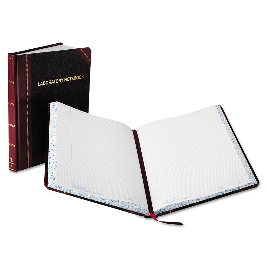 Boorum & Pease Laboratory Notebook, Data/Lab-Record Format, Black/Red Cover, (150) 10.38 x 8.13 Sheets (L21150R)