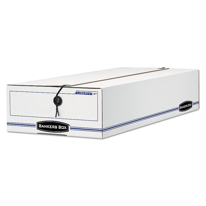 Bankers Box LIBERTY Check and Form Boxes, 6.25" x 24" x 4.5", White/Blue, 12/Carton (00003)