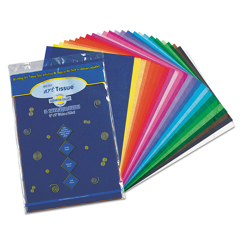 Pacon Spectra Art Tissue, 23 lb Tissue Weight, 12 x 18, Assorted, 50/Pack (58520)