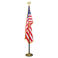 Advantus Deluxe U.S. Flag and Staff Set, 60" x 36" Flag, 8 ft Oak Staff, 2" Gold Fringe, 7" Goldtone Eagle, Heavyweight Nylon (MBE031400)