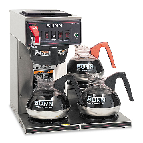 BUNN CWTF-3 Three Burner Automatic Coffee Brewer, 12-Cup, Black/Stainless Steel (CWTF153LP)
