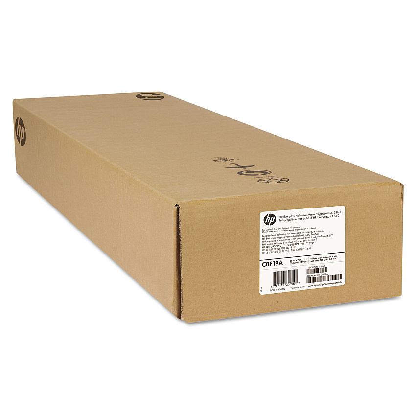 HP Everyday Adhesive Matte Polypropylene, 2" Core, 36" x 75 ft, Matte White, 2/Pack (C0F19A)