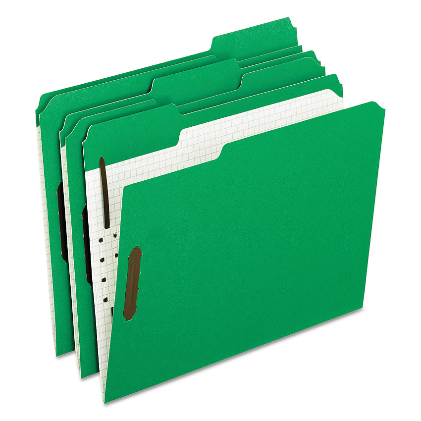Pendaflex Colored Classification Folders with Embossed Fasteners, 2 Fasteners, Letter Size, Green Exterior, 50/Box (21329)