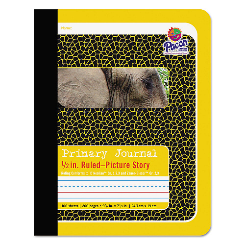 Pacon Primary Journal, D'Nealian 1-3, Zaner-Bloser 2-3, Manuscript Format, Yellow Cover, (100) 9.75 x 7.5 Sheets (2426)