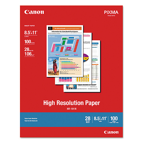 Canon High Resolution Paper, 8.5 x 11, Matte White, 100/Pack (1033A011)