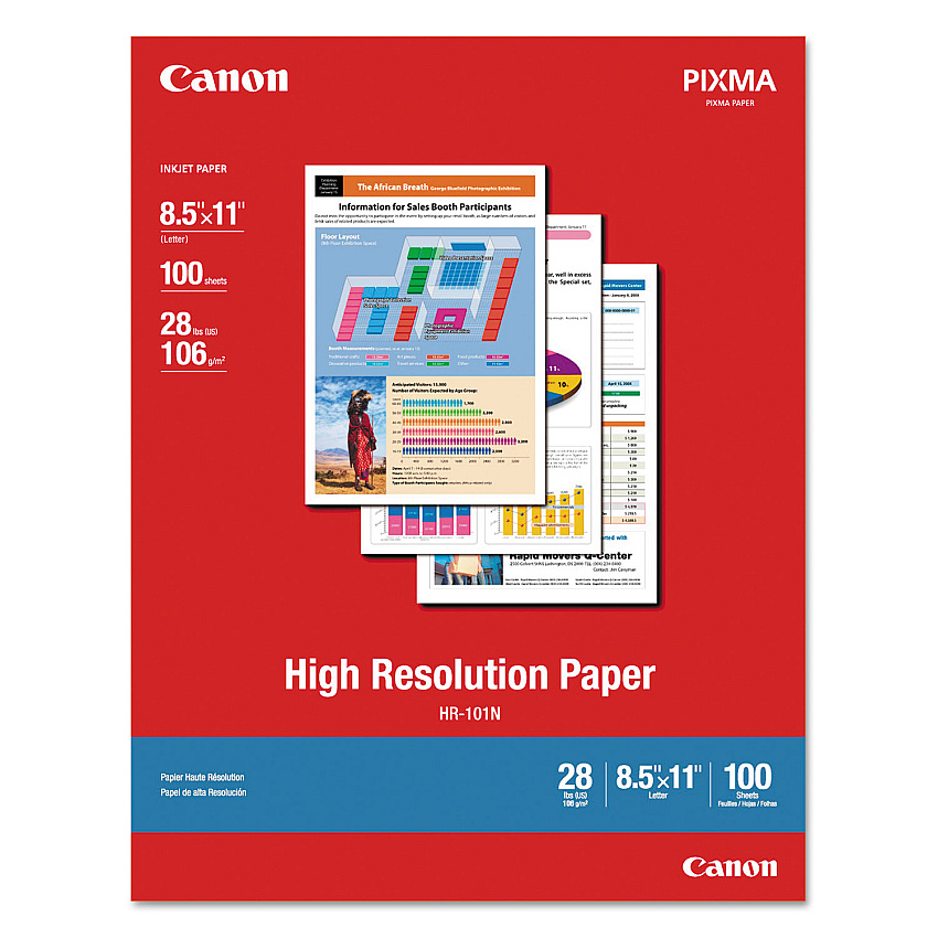 Canon High Resolution Paper, 8.5 x 11, Matte White, 100/Pack (1033A011)