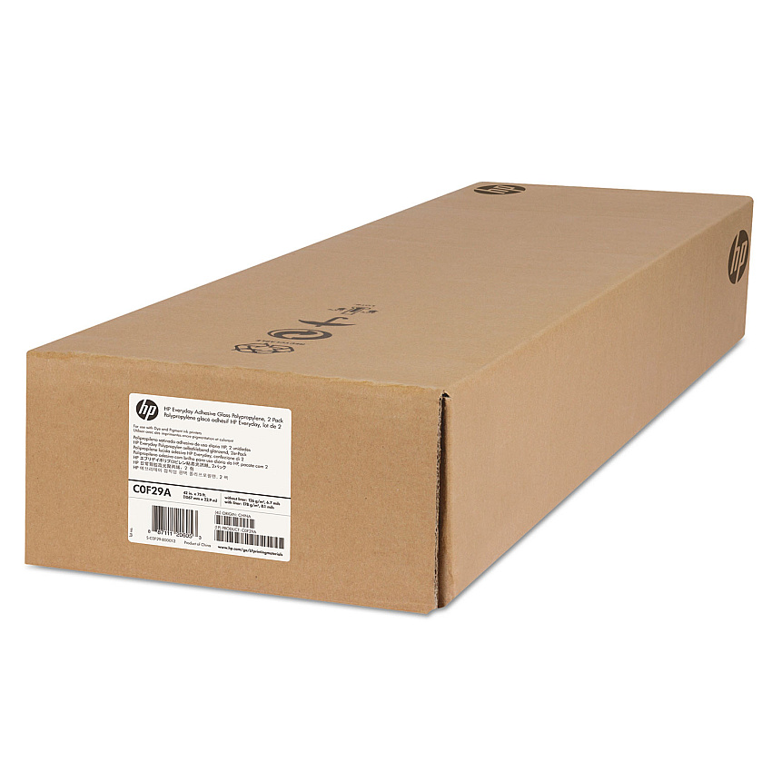 HP Everyday Adhesive Gloss Polypropylene, 2" Core, 42" x 75 ft, Glossy White, 2/Pack (C0F29A)
