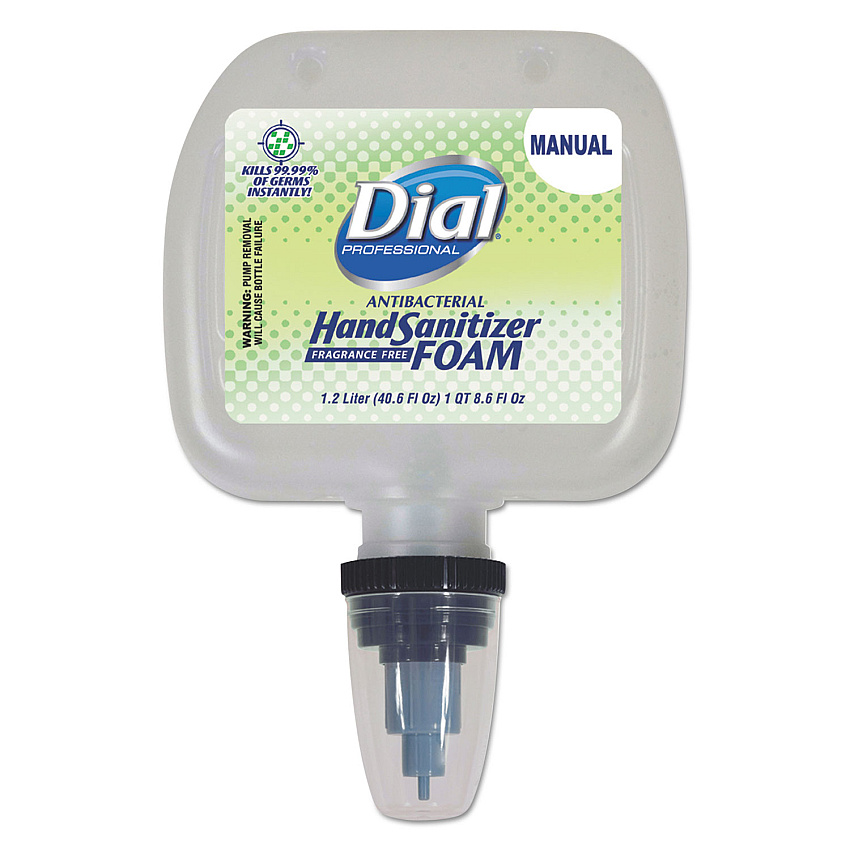 Dial Antibacterial Foam Hand Sanitizer, 1.2 L Refill, Fragrance-Free, 3/Carton (05085)