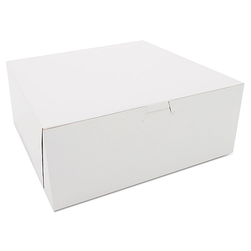 SCT White One-Piece Non-Window Bakery Boxes, 10 x 10 x 4, White, Paper, 100/Carton (0973)