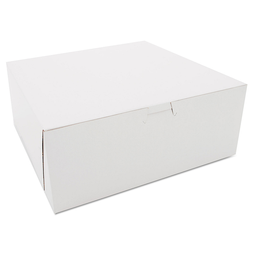 SCT White One-Piece Non-Window Bakery Boxes, 10 x 10 x 4, White, Paper, 100/Carton (0973)