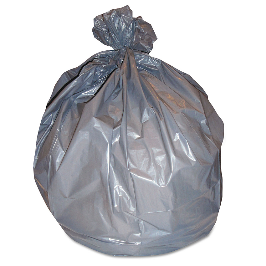 RePrime Right Sack Can Liners, 56 gal, 40.64 mic, 44" x 55", Gray, 100/Carton (H56G)