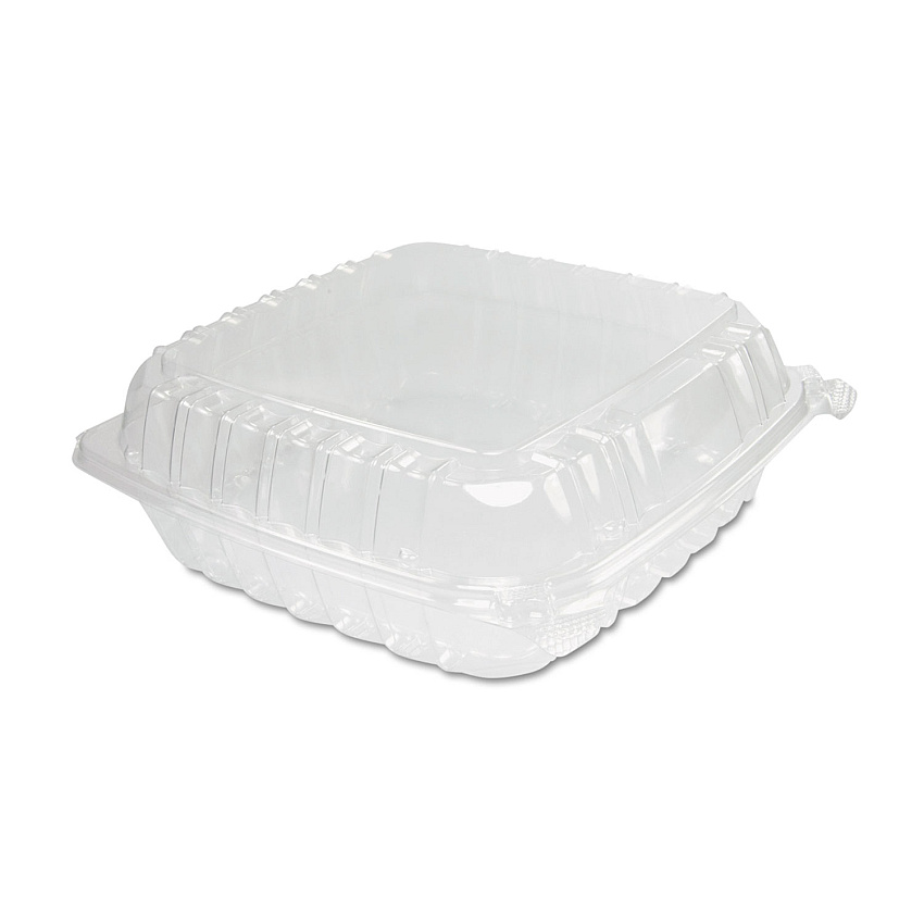 Dart ClearSeal Hinged-Lid Plastic Containers, 9.3 x 8.8 x 3, Clear, Plastic, 100/Bag, 2 Bags/Carton (C95PST1)