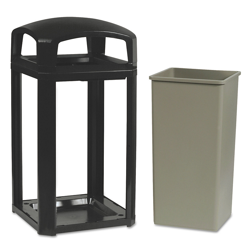 Rubbermaid Landmark Series Classic Dome Top Container, Plastic, 50 gal, Sable (3975SAB)