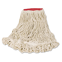 Rubbermaid Commercial Super Stitch Looped-End Wet Mop Head, Cotton/Synthetic, Large Size, Red/White (D253WHI)