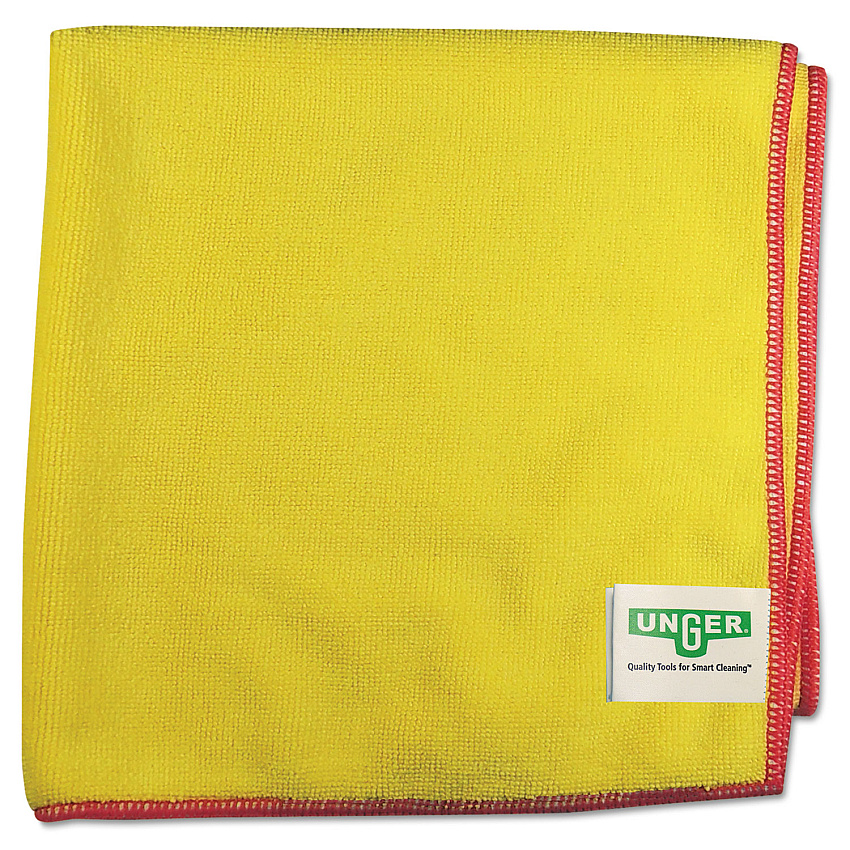 Unger SmartColor MicroWipes 4000, Heavy-Duty, 16 x 15, Yellow/Red, 10/Pack (MF40Y)