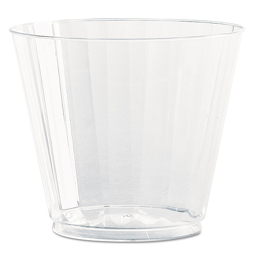 WNA Classic Crystal Plastic Tumblers, 9 oz, Clear, Fluted, Squat, 20/Pack,  12 Packs/Carton (CC9240)