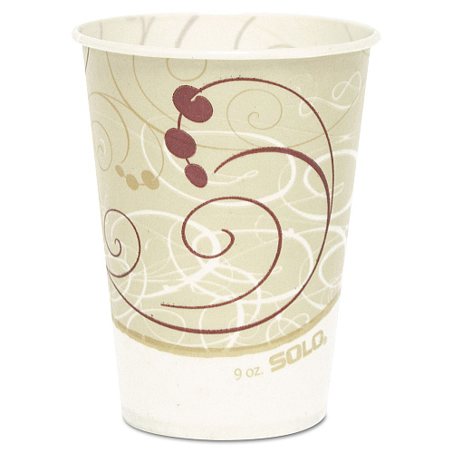SOLO Symphony Design Wax-Coated Paper Cold Cups, ProPlanet Seal,  9 oz, Beige/White, 100/Sleeve, 20 Sleeves/Carton (R9NSYM)