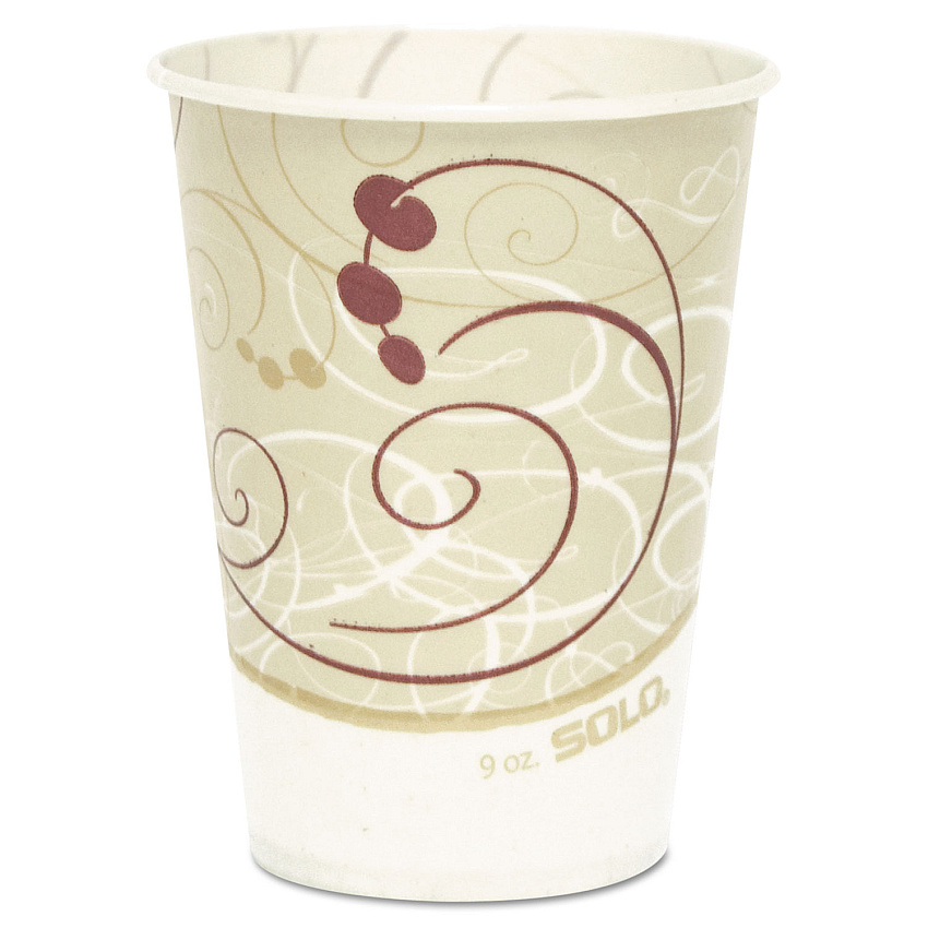 SOLO Symphony Design Wax-Coated Paper Cold Cups, ProPlanet Seal,  9 oz, Beige/White, 100/Sleeve, 20 Sleeves/Carton (R9NSYM)
