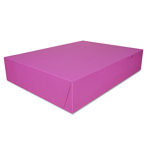 SCT Pink One-Piece Non-Window Bakery Box, 20 x 14.5 x 4, Pink, Paper, 50/Carton (0897)