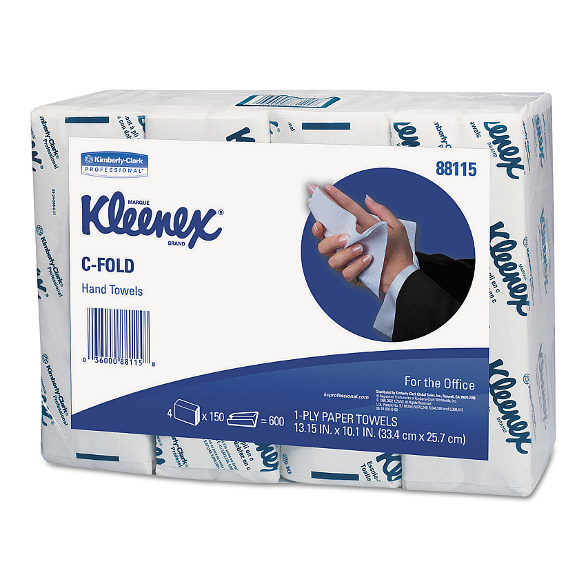 Kleenex&reg; C-Fold Paper Towels, 1-Ply, White, 150 Pack, 4 Packs (88115)