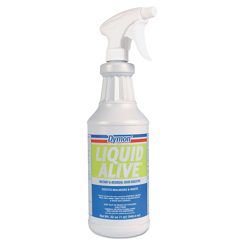 Dymon LIQUID ALIVE Odor Digester, 32 oz Bottle, 12/Carton (33632)
