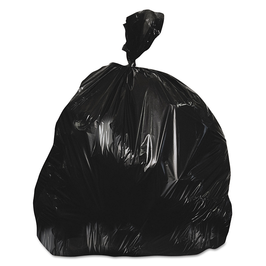 Heritage High-Density Waste Can Liners, 56 gal, 22 mic, 43" x 48", Black, 25 Bags/Roll, 6 Rolls/Carton (Z8648WKR01)