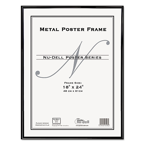 NuDell Metal Poster Frame, Plastic Face, 18 x 24, Black (31222)