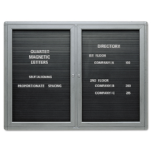 Quartet Enclosed Magnetic Directory, One Door, 48 x 36, Graphite Aluminum Frame (2964LM)
