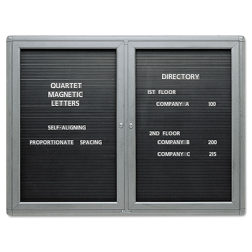 Quartet Enclosed Magnetic Directory, One Door, 48 x 36, Graphite Aluminum Frame (2964LM)