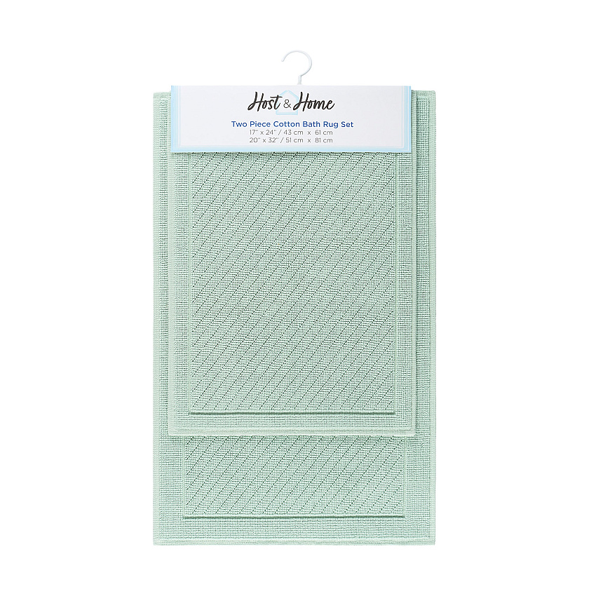 Host & Home Cotton Bath Mat Set 17x24/20x32 - Silt Green - 2pc Set (P-HH-BM-2PK-GR)
