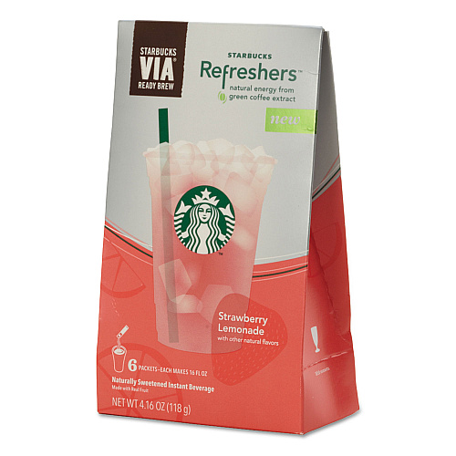 Starbucks VIA Refreshers, Strawberry Lemonade, 4.16 oz Pack, 6/Box (11036799)