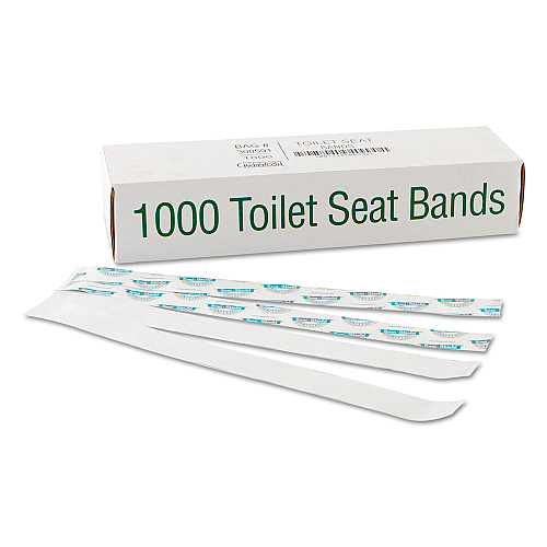 Bagcraft Sani/Shield Printed Toilet Seat Band, 16 x 1.5, Deep Blue/White, 1,000/Carton (300591)