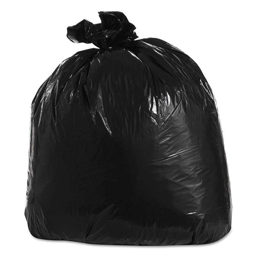 Trinity Plastics Low-Density Can Liners, 33 gal, 1.25 mil, 33" x 39", Black, Flat Pack, 100/Carton (ML3339H)