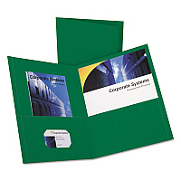 Oxford Twin-Pocket Folder, Embossed Leather Grain Paper, 0.5
